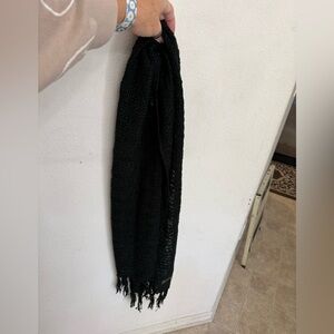 Black Knit Scarf with Fringe